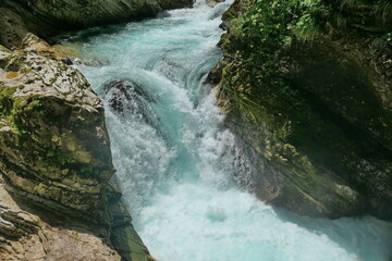 Kleiner Wasserfall in der Vintgar-Klamm
