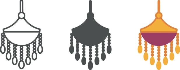 Decorative chandelier ornament with beads illustration in diverse colors vector design element