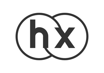 HX business company emblem with outline rounds and letters h x. Logo template of two merged circles for brand identity, logotype. Vector Infinity symbol