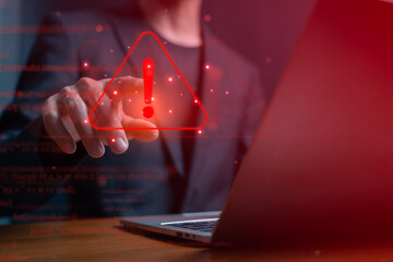 Business warning and cybersecurity alert.Risk danger and data protection concept.