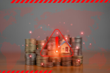 Business warning and cybersecurity alert.Risk danger and data protection concept.