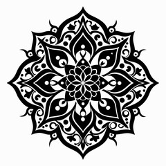 Eid Motif Mehndi vector clean black silhouette design white background