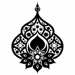 Eid Motif Mehndi vector clean black silhouette design white background