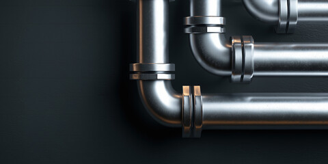 A detailed image of a complex network of metal pipes, showcasing their industrial design and functionality