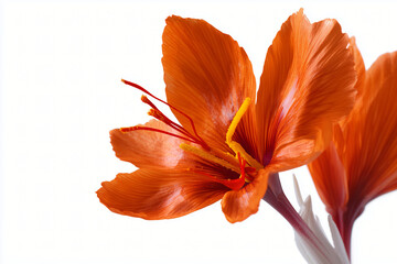 An orange flower in full bloom, showcasing its vibrant petals and delicate stamen