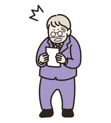 健康診断の結果にショックを受ける50代男性のイラスト