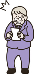 健康診断の結果にショックを受ける50代男性のイラスト