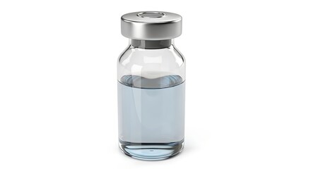 Medical vial with liquid on white background