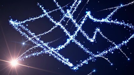 Dynamic blue light trails and sparkling particles flow across a dark background creating an energetic and mesmerizing abstract pattern - Powered by Adobe