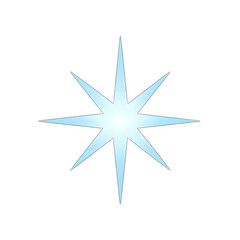 Fototapeta premium Light blue starburst shining brightly against a stark creating a celestial atmosphere on transparent background