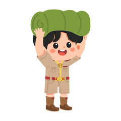 Illustration of Boy Scout With Sleeping Bag