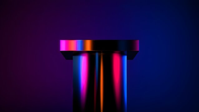 Abstract column with vibrant neon light reflections