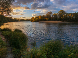 Fototapeta premium autumn landscape with lake