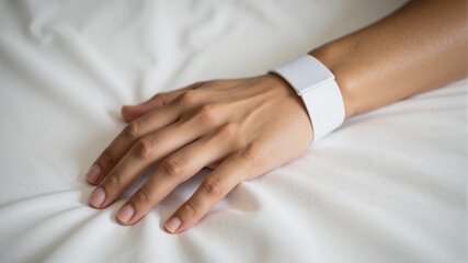 Identity Wristband on Male Hand &ndash; White Hospital Bracelet on Patient's Wrist for Healthcare Documentation, Criminal Justice Reform Awareness, and Human Rights Advocacy