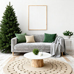Modern Scandinavian Christmas Living Room Interior