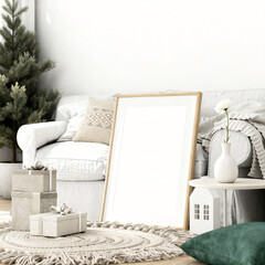 Cozy Scandinavian Christmas Interior With Frame