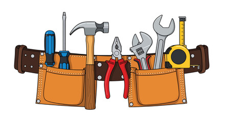 A well-stocked tool belt filled with essential instruments for various repair and construction tasks