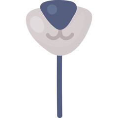 Minimalist Cartoon Animal Face With Blue Nose and Grey Muzzle on a White Stick Isolated on Transparent Background