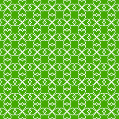 White clover leaf line art pattern on green background – clean and minimal botanical design