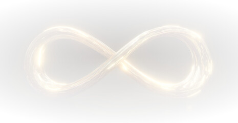 Abstract futuristic digital concept showing golden infinity symbol shining among mystical energy...