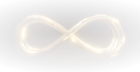 Abstract futuristic digital concept showing golden infinity symbol shining among mystical energy lines.
