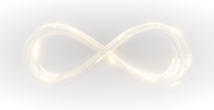 Abstract futuristic digital concept showing golden infinity symbol shining among mystical energy lines.
