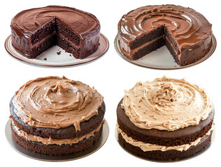 Chocolate Cake PNG Set – Layered Dessert with Frosting Variations for Baking Blogs and Recipe Presentations