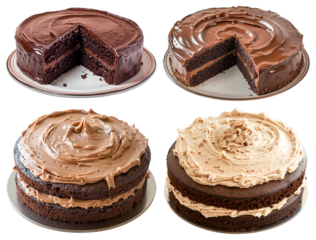 Chocolate Cake PNG Set – Layered Dessert with Frosting Variations for Baking Blogs and Recipe Presentations