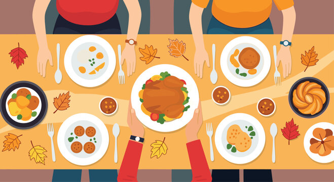 Gather around the table for a warm Thanksgiving dinner with family and friends, creating lasting memories together full of happiness and gratitude