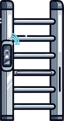 Modern Smart Towel Warmer with Digital Display and Wireless Connectivity.