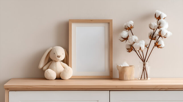 Stylish mockups of pastel kids rooms with frames and posters. Perfect for presenting nursery wall art, baby prints, and modern children&rsquo;s interior design.