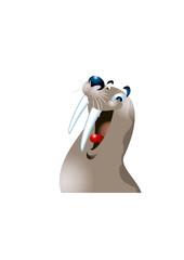 Obraz premium Happy walrus in cartoon style