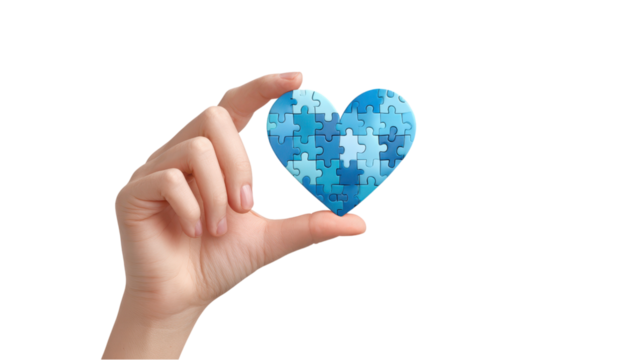 Puzzle Heart in Hand: Conceptual Symbol of Love and Connection