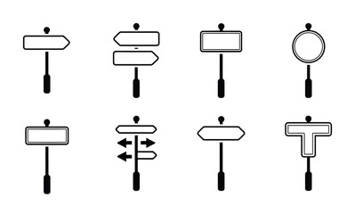 Direction road signage navigation guide icons set