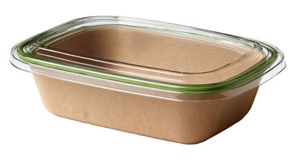 Empty, open glass plastic food container isolated on white background, a clean food container object