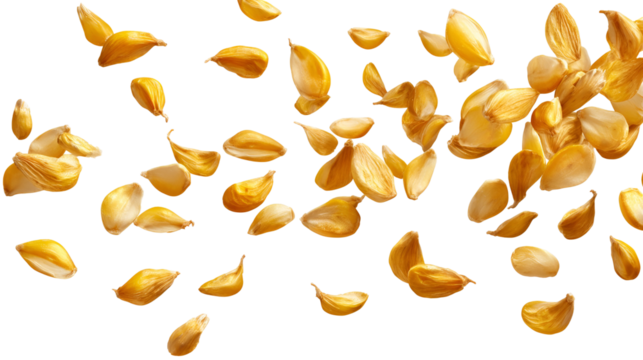 Falling orange flower petals isolated on transparent background - Powered by Adobe