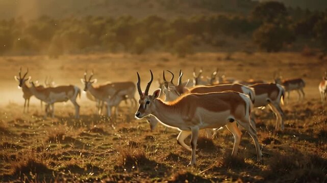 Kafue Lechwe Herd Running, Zambia Wildlife, African Safari