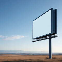 Obraz premium Large blank billboard stands in an open, golden field under a clear blue sky generative ai