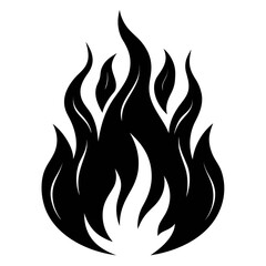 Fire Flame Sketch vector clean black silhouette design white background