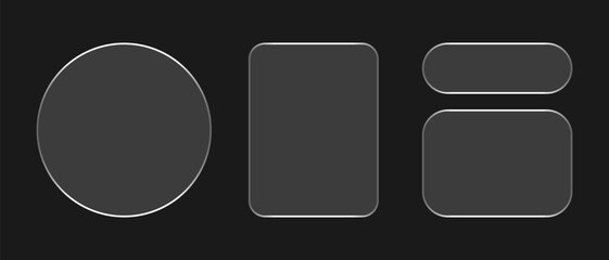 Neon light frame liquid glass effect UI elements for mobile phone ux, web interface, tech and hud