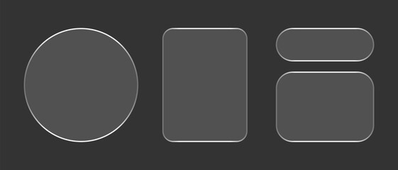 Neon light frame liquid glass effect UI elements for mobile phone ux, web interface, tech and hud