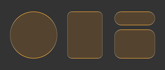 Neon light frame liquid glass effect UI elements for mobile phone ux, web interface, tech and hud