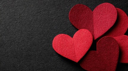 Red hearts on dark background symbolizing love romance and affection for Valentine campaigns