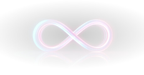 Neon infinity symbol representing futuristic digital design full of light, imagination and motion.
