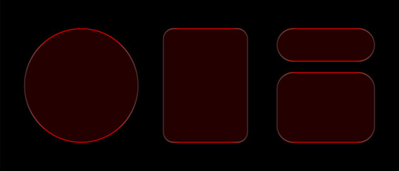 Neon light frame liquid glass effect UI elements for mobile phone ux, web interface, tech and hud