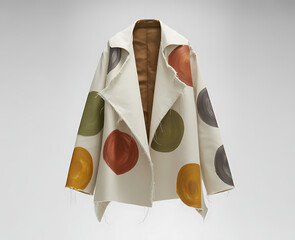 Abstract Polka Dot Coat with Frayed Edges