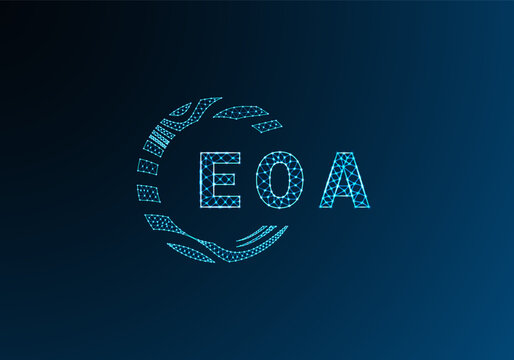 EOA low poly letter logo vector design. EOA lower poly logo design. EOA unique low poly logo design.