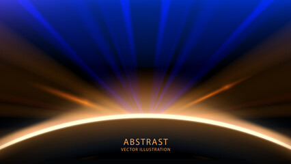 Blue and Orange Light Rays Background – Glowing Horizon Abstract Vector Illustration with Futuristic Energy Beam Design, Ideal for Banner, Backdrop, and Background