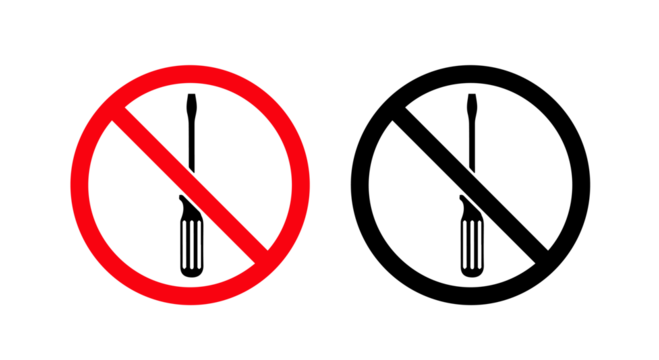 No Screwdrivers Allowed – Bold Symbol for Tool Restriction and Tamper Prevention
