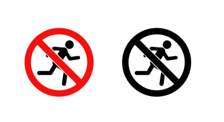 No Running Allowed – Clear Symbol for Safety Enforcement in Public and Indoor Spaces